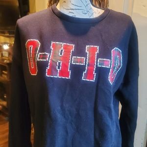 VS Pink Plaid Studded Ohio Cropped Sweatshirt Women's Size Medium EUC